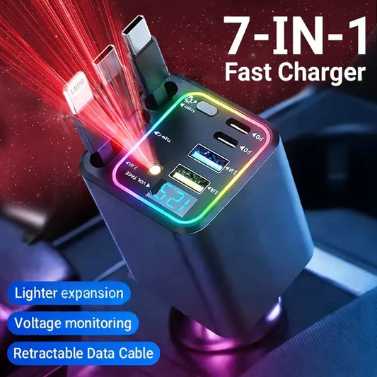 Retractable Multi-Port Car Charger